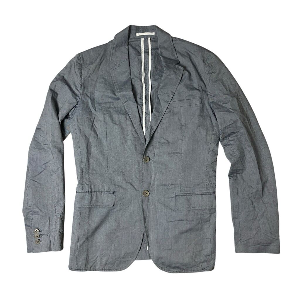 Theory Blazer Mens 36R Gray 100% Cotton Two Button Unstructured Casual Jacket
